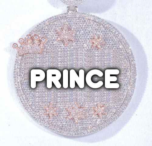 CUSTOM LETTER NECKLACE 3D BIG CROWN DISC