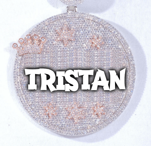 CUSTOM LETTER NECKLACE 3D BIG CROWN DISC