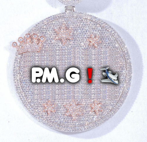 CUSTOM LETTER NECKLACE 3D BIG CROWN DISC
