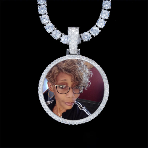 925S & VVS Moissanite 3D Circle Custom Picture Pendant