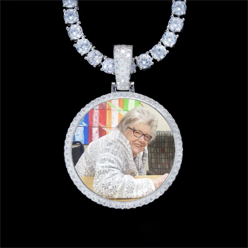 925S & VVS Moissanite 3D Circle Custom Picture Pendant