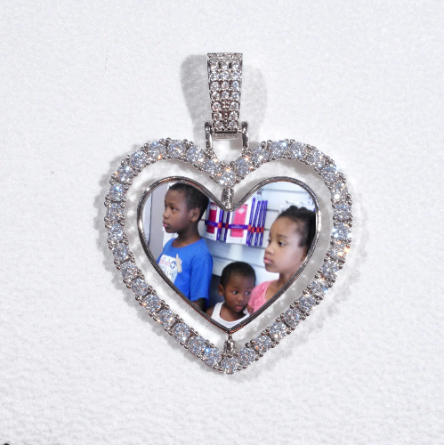 3D Spinning 2-Faced Heart Custom Picture Pendant