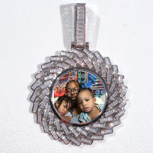 Large 3D Baguette Custom Picture Pendant