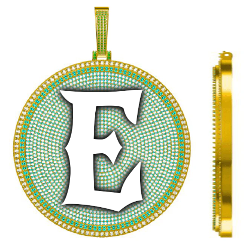 CUSTOM LETTER NECKLACE 3D BIG DISC