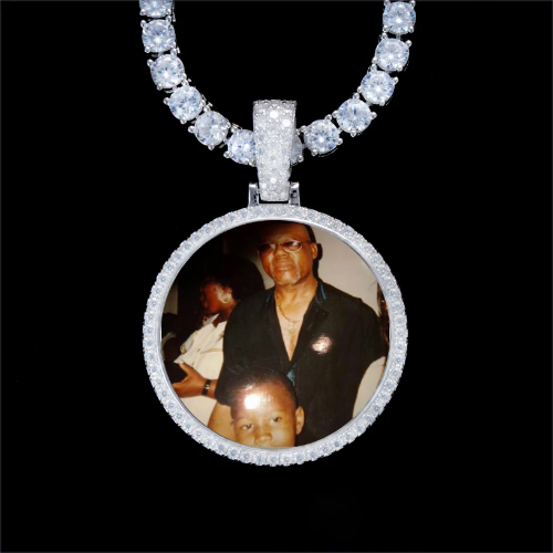 925S & VVS Moissanite 3D Circle Custom Picture Pendant