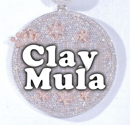 CUSTOM LETTER NECKLACE 3D BIG CROWN DISC