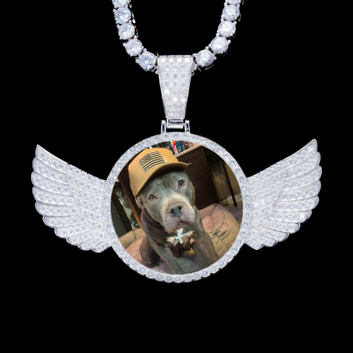 925S & VVS Moissanite 3D Wing Custom Picture Pendant
