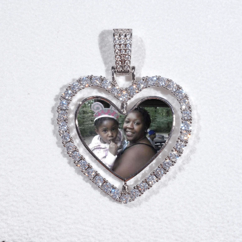 3D Spinning 2-Faced Heart Custom Picture Pendant