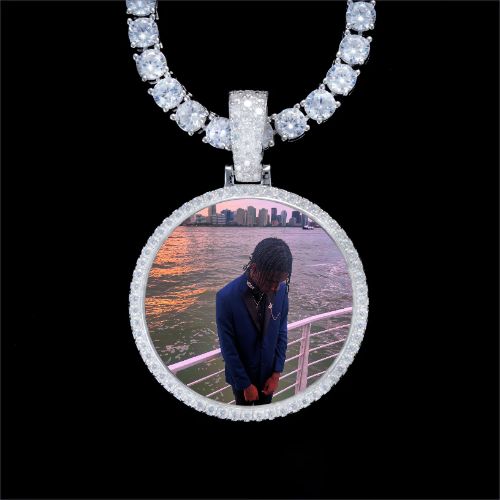 925S & VVS Moissanite 3D Circle Custom Picture Pendant