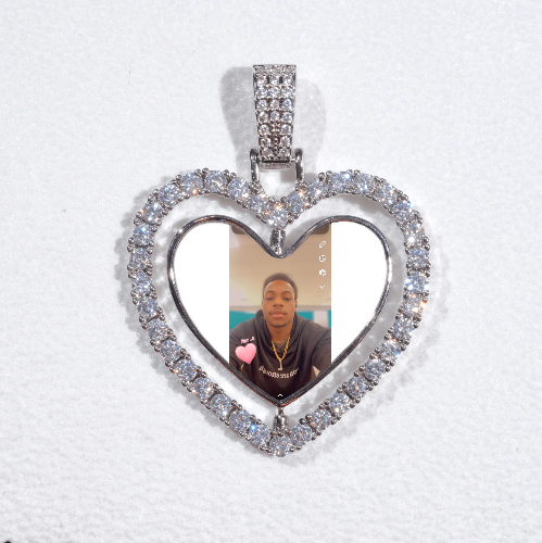 3D Spinning 2-Faced Heart Custom Picture Pendant