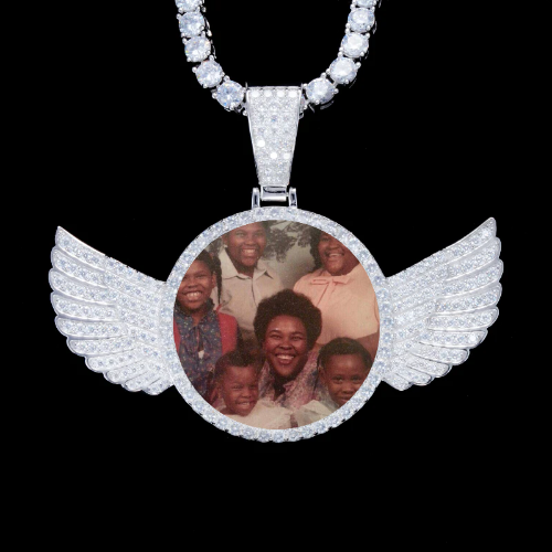925S & VVS Moissanite 3D Wing Custom Picture Pendant