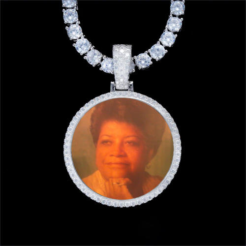 925S & VVS Moissanite 3D Circle Custom Picture Pendant