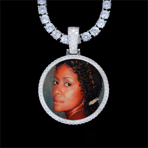 925S & VVS Moissanite 3D Circle Custom Picture Pendant