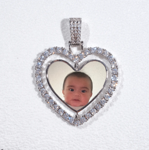 3D Spinning 2-Faced Heart Custom Picture Pendant
