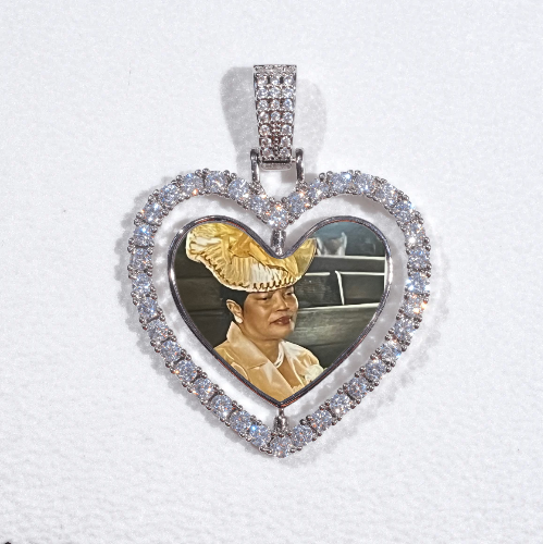 3D Spinning 2-Faced Heart Custom Picture Pendant
