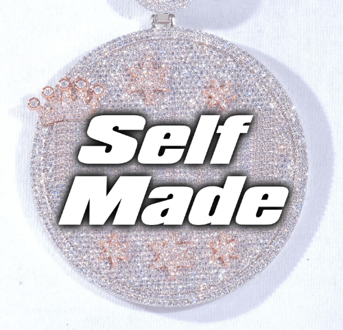 CUSTOM LETTER NECKLACE 3D BIG CROWN DISC