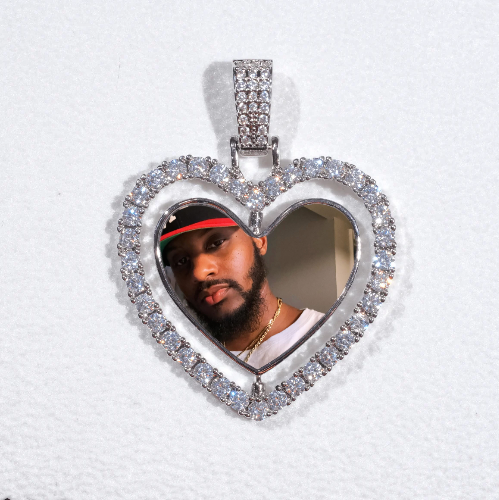 3D Spinning 2-Faced Heart Custom Picture Pendant