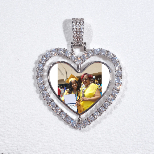 3D Spinning 2-Faced Heart Custom Picture Pendant