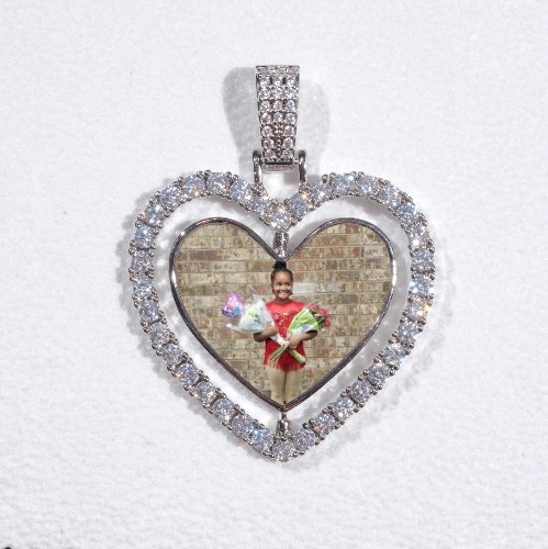 3D Spinning 2-Faced Heart Custom Picture Pendant