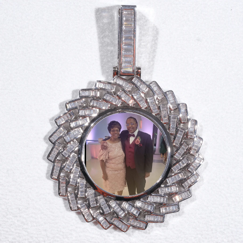 Large 3D Baguette Custom Picture Pendant