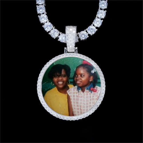 925S & VVS Moissanite 3D Circle Custom Picture Pendant