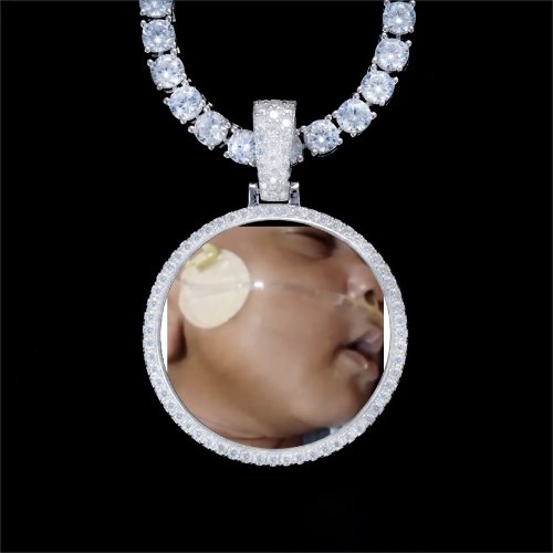 925S & VVS Moissanite 3D Circle Custom Picture Pendant