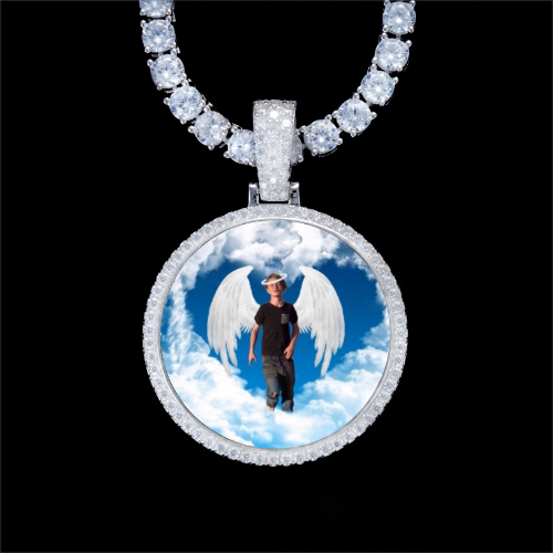925S & VVS Moissanite 3D Circle Custom Picture Pendant