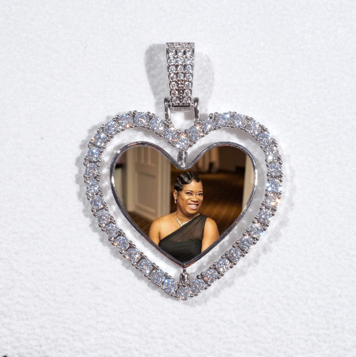 3D Spinning 2-Faced Heart Custom Picture Pendant