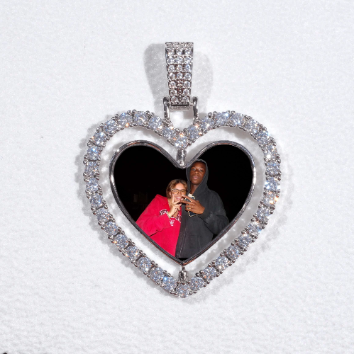 3D Spinning 2-Faced Heart Custom Picture Pendant