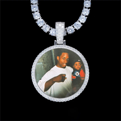 925S & VVS Moissanite 3D Circle Custom Picture Pendant