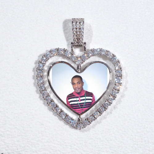 3D Spinning 2-Faced Heart Custom Picture Pendant