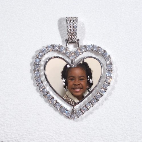 3D Spinning 2-Faced Heart Custom Picture Pendant