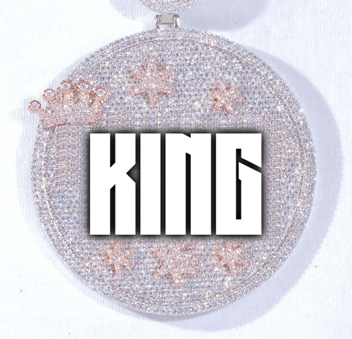 CUSTOM LETTER NECKLACE 3D BIG CROWN DISC
