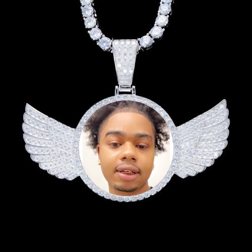 925S & VVS Moissanite 3D Wing Custom Picture Pendant