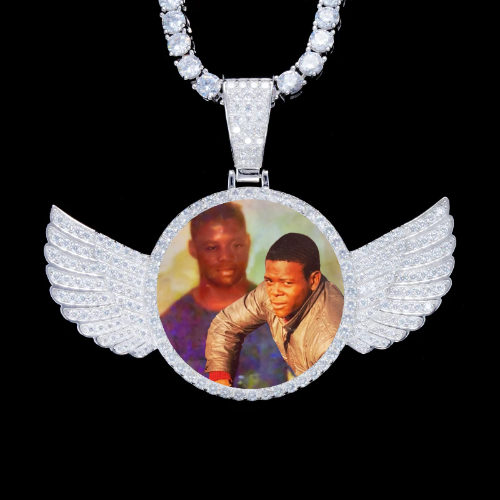925S & VVS Moissanite 3D Wing Custom Picture Pendant