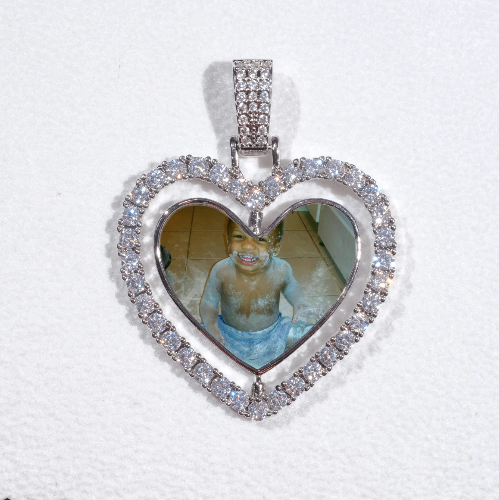 3D Spinning 2-Faced Heart Custom Picture Pendant