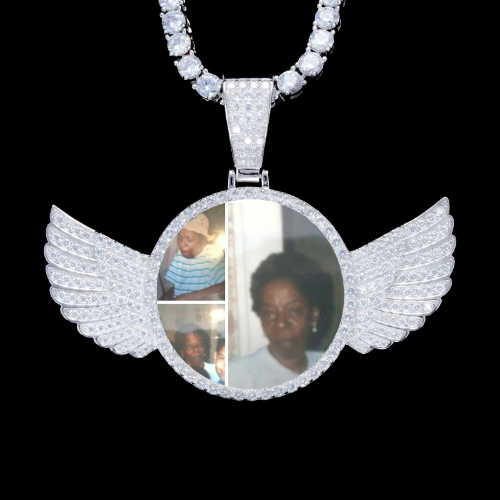 925S & VVS Moissanite 3D Wing Custom Picture Pendant