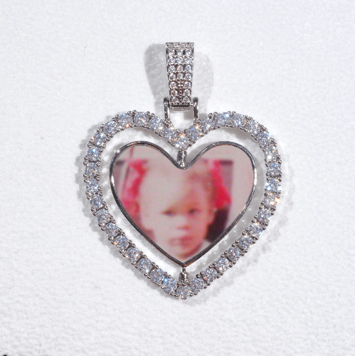 3D Spinning 2-Faced Heart Custom Picture Pendant