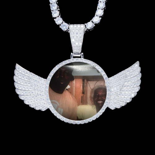 925S & VVS Moissanite 3D Wing Custom Picture Pendant