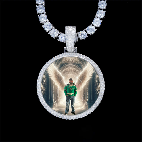 925S & VVS Moissanite 3D Circle Custom Picture Pendant