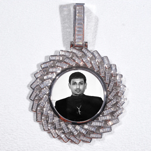 Large 3D Baguette Custom Picture Pendant