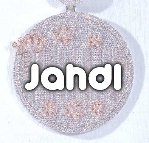 CUSTOM LETTER NECKLACE 3D BIG CROWN DISC
