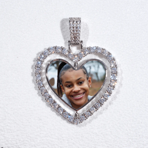 3D Spinning 2-Faced Heart Custom Picture Pendant