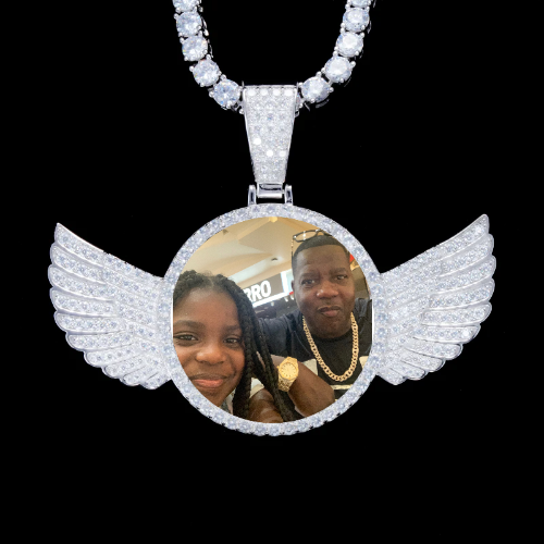 925S & VVS Moissanite 3D Wing Custom Picture Pendant