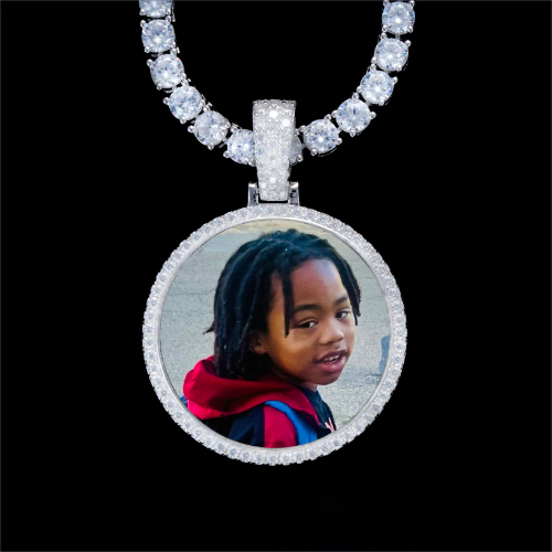 925S & VVS Moissanite 3D Circle Custom Picture Pendant