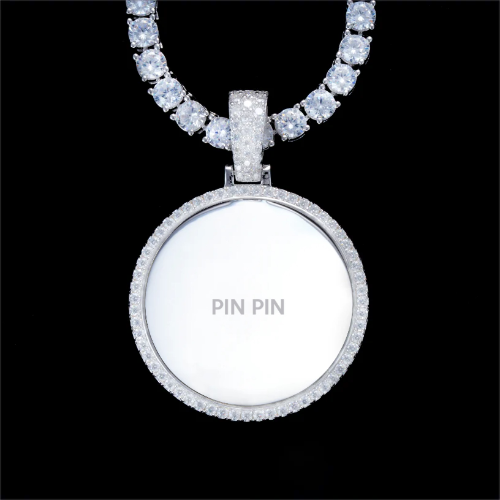 925S & VVS Moissanite 3D Circle Custom Picture Pendant