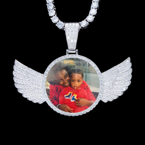 925S & VVS Moissanite 3D Wing Custom Picture Pendant