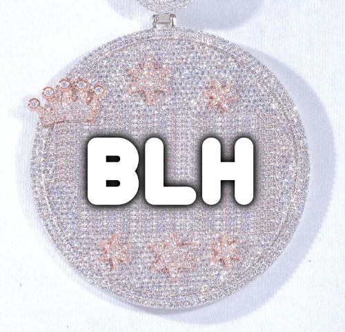CUSTOM LETTER NECKLACE 3D BIG CROWN DISC