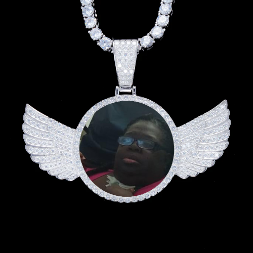 925S & VVS Moissanite 3D Wing Custom Picture Pendant