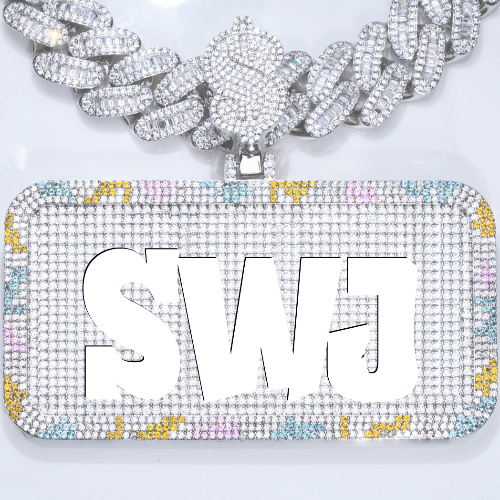 CUSTOM LETTER NECKLACE 3D COLORFUL SQUARE
